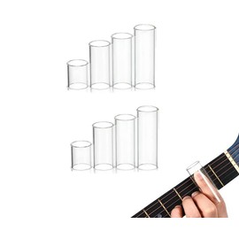 Glass Guitar Slide for Electric and Acoustic - 8pcs Guitar Finger Slides - 4 Sizes Thick Knuckle Glass Finger Slide Guitar Guitarist Finger Guards for Electric & Acoustic Guitar Bass