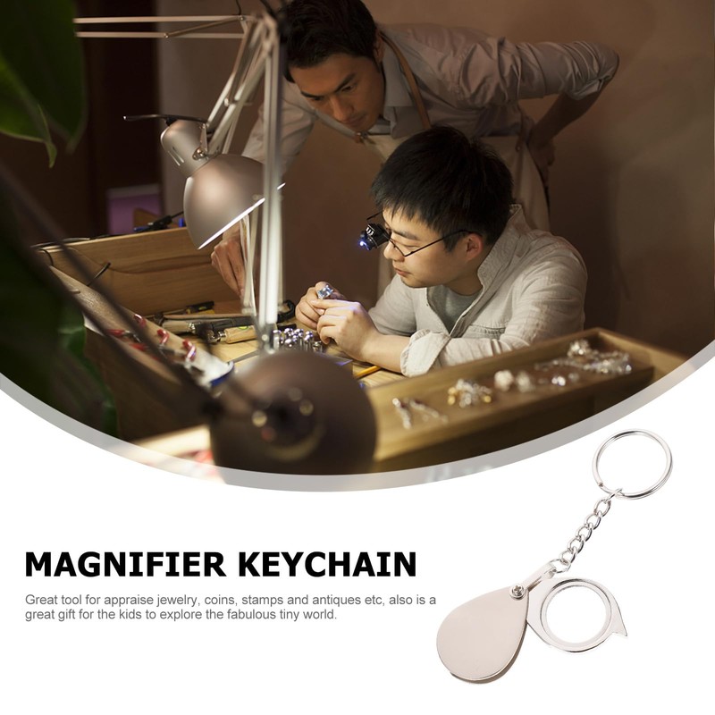 Magnifying Keychain Portable Foldable 15X Metal Magnifier Keychain for Reading