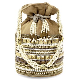 Aheli Brown Potli Bags Gift for Women Evening Bag Clutch Ethnic Bride Purse with Drawstring