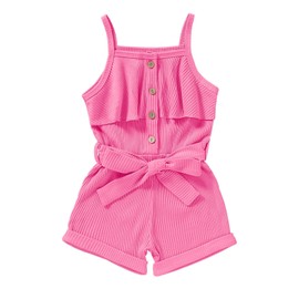 FOCUTEBB 2T Toddler Girl Clothes Baby Girls Summer Outfits Sleeveless Clothing Cute Halter Romper Onepiece Jumpsuit Bodysuit Outfit Set Summer Clothes Set Rose Red 2-3T/100cm