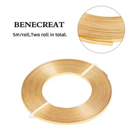 BENECREAT 10m (33FT) 3mm Wide Gold Aluminum Flat Wire Anodized Flat Wire for Jewelry Craft Beading Making, 5m/Roll
