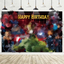 5x3FT Hero Backdrop, Birthday Party Decorations Photography Theme Party Supplies Backdrop, Happy Birthday Banner Background for Kids Boys Girl