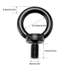 Yohuork Pack of 6 Eye Bolts M8 x 15 mm Eye Bolts, 304 Stainless Steel Eye Bolt, Eye Bolt with Thread, Stainless Steel Eye Bolt, for Mounting Technology, Various Technical Lifting Devices