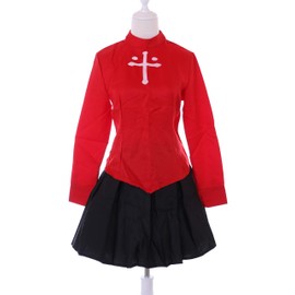 Kawaii-Story Tohsaka Rin MN-40-1 Top Skirt Red Black 4-Piece Set Costume Cosplay (XL)