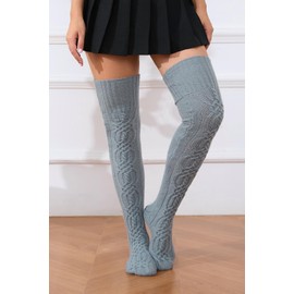YELAIVP Women's Thigh High Socks Extra Long Cable Knit Boot Socks Over the Knee Socks Fashion Leg Warmer