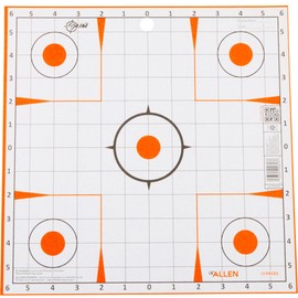 EZ Aim Paper Shooting Targets, 12" Square Sight-In Grid Targets, 13-Pack, White & Orange - Made in America