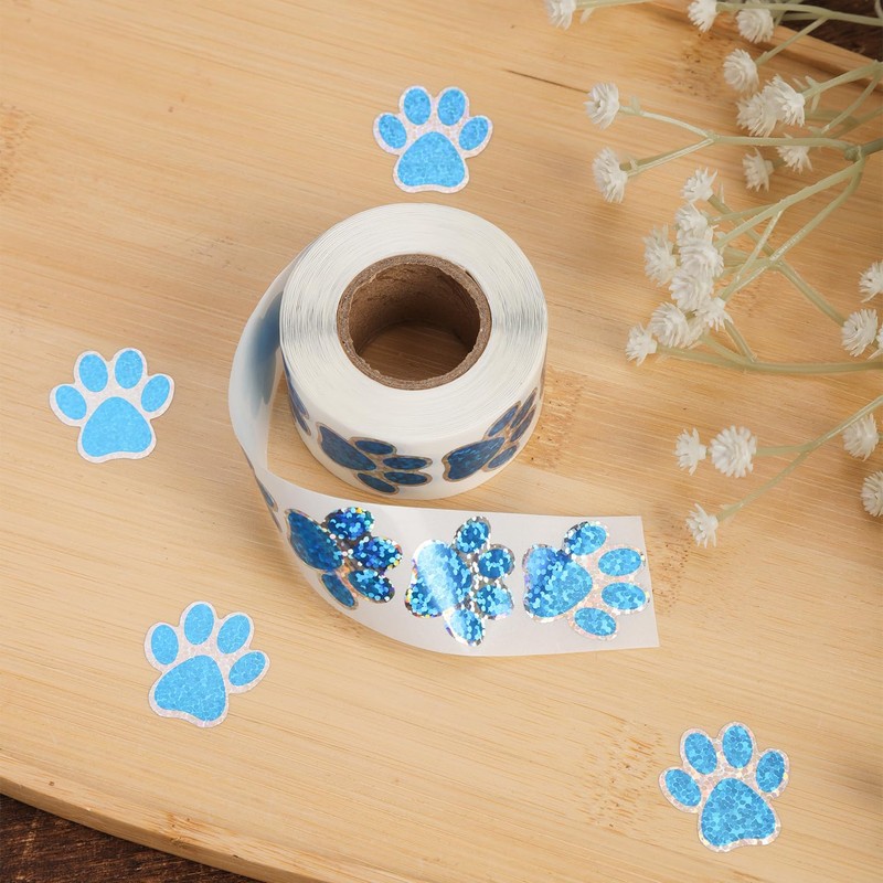 500pcs Dog Paw Print Stickers, 1 Inch Self-Adhesive Paw Print