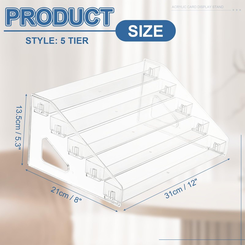 PATIKIL 5 Tier Acrylic Card Display Stand, Portable Postcard Rack