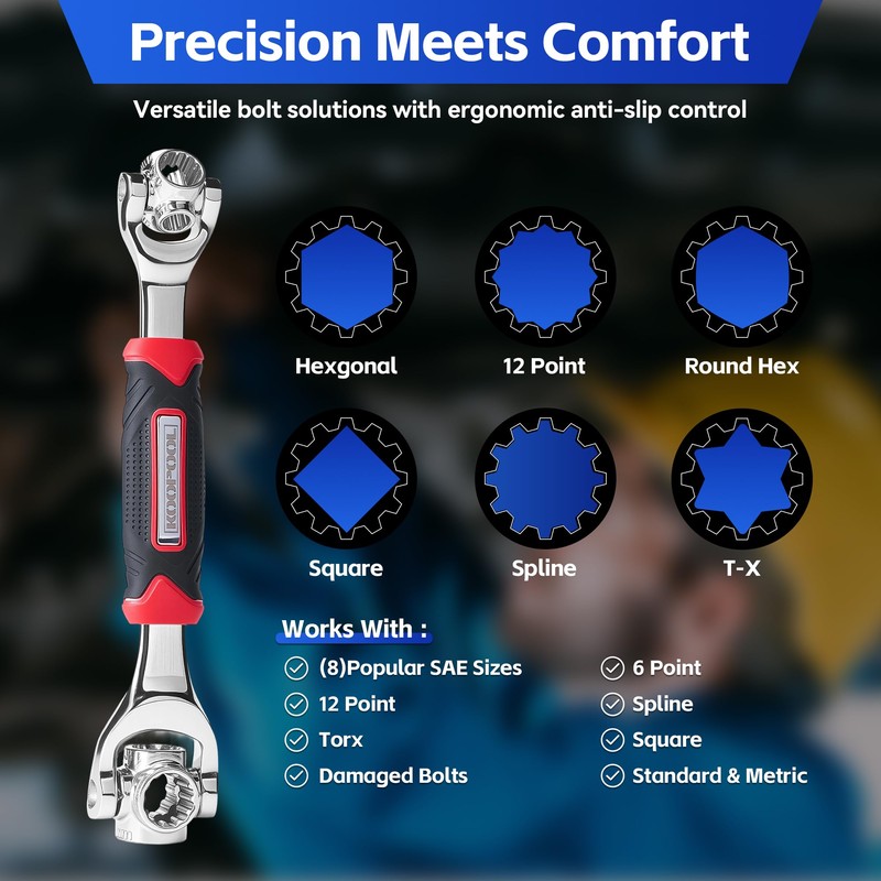 KOOPOOL Universal Wrench 52 in 1 Socket Wrench Tool with