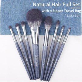 ENZO KEN Natural Purple Badger Hair Makeup Brushes Set Professional, Walnut Makeup Brush Set with Case, Cosmetic Brushes Makeup Set, Natural Makeup Brushes, Natural Bristle Makeup Brushes - ShuiMo