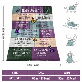 VMREAYR Christian Gifts for Women, Scripture Blanket 60"X50", Religious Gifts, Spiritual Gifts for Women, Inspirational Gifts for Women, Faith Based Gifts, Faith Bible Religious Gifts, Jesus Blanket