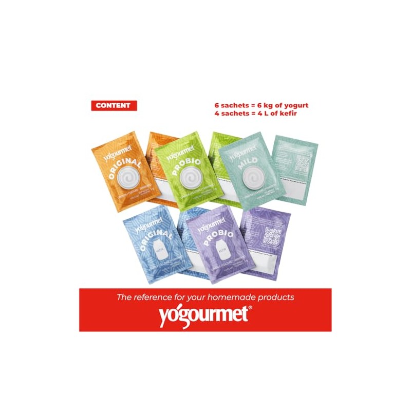 Yogourmet Variety Pack (10 Sachets) Yogurt Starter & Kefir Starter