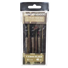 TJR Tackle Camo Solid Bag Inline Leadcore Leaders QC Swivel Ready Tied