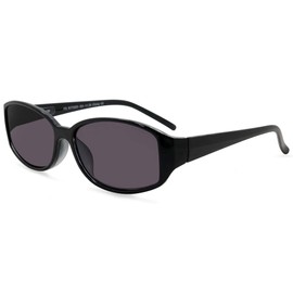 In Style Eyes Stylish Full Reader Sunglasses - Full-Rimmed, Oval Frame Cheater Glasses - Medium Tinted Non-Polarized Lens - Black - 1.25x