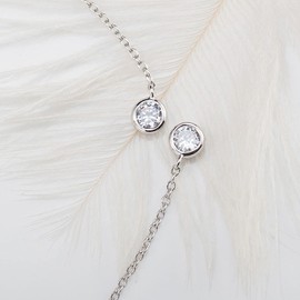 Chopsticks Pull-Through Earrings Silver 925 Gold-Plated Earrings for Women Tassels Threader Earrings Drop/Round Cubic Zirconia / Simple Ear Chain Hypoallergenic, Sterling Silver, Cubic Zirconia, Cubic