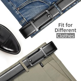 LCG LUCHENGYI Men's Ratchet Belt, 1 3/8'' Leather Dress Belt for Gift Men Dress and Casual, Trim to Fit