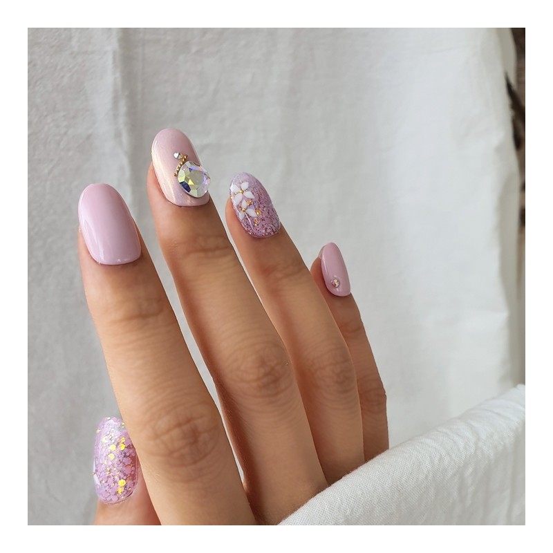 Roman Flower Handmade Nail Tips - Long Square / 로망