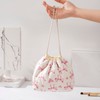 RSRSLEII Small Cotton Quilted Drawstring Makeup Bag, Cute Coquette Drawstring