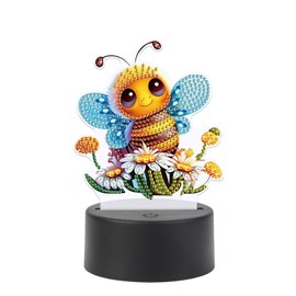 JISHSHAY Diamond Painting Night Light Diamond Art Night Light Diamond Art Table Night Light Diamond Painting Night Lamp LED Diamond Painting LED Light Up Diamond Art with Special Shaped Crystal Bee