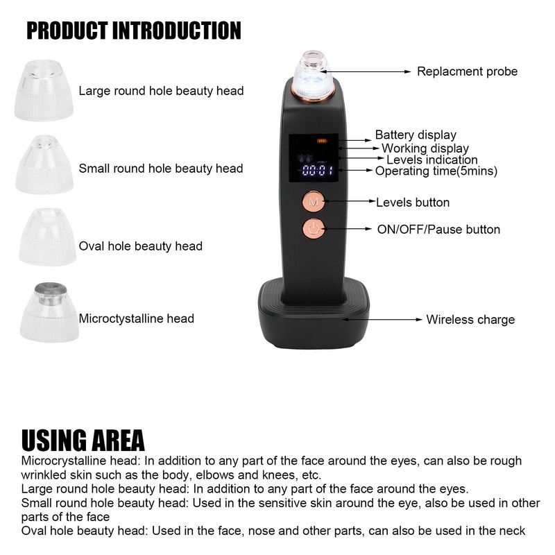 Visual Electric Blackhead Removal Machine Adjustable Vacuum Suction Face Pore