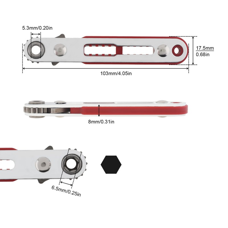 Omninmo 1/4 Inch Mini Flat Head Ratchet Wrench, Dual-Drive Head,