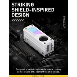 EZDIY-FAB Shield ARGB M.2 SSD Heatsink with Build-in 20mm PWM Fan, Premium Aluminum Design,5V 3-Pin ARGB Sync, High-Performance SSD Cooler for M.2 2280-White-1 Pack