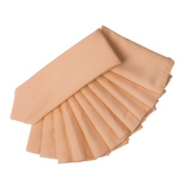 MDS Pack of 50 Polyester Napkins 17 x 17 Inch Square with Scalloped Edge, Plain Washable Reusable Dining Table Cloth Napkin for Wedding Party Banquet Home Restaurant Bistro Decoration - Peach