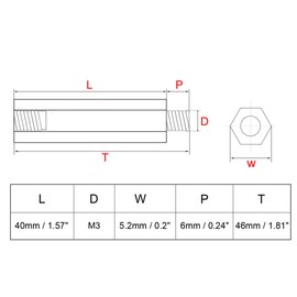 sourcing map 30pcs M3 40+6mm Female Male Thread Brass Hex Standoff Spacer Screws PCB Pillar