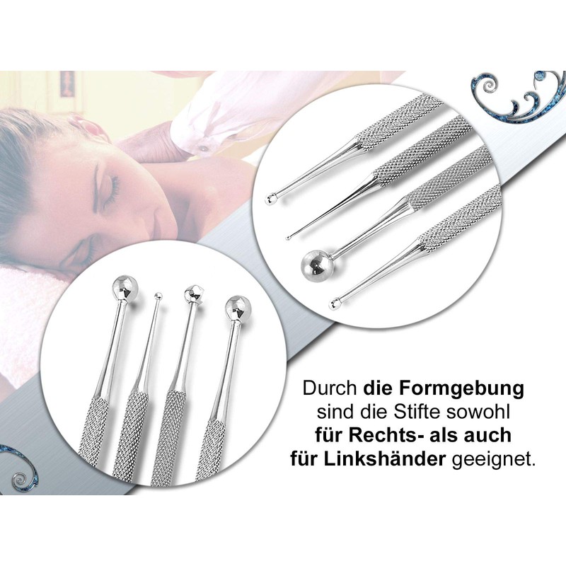 4er Set Akupressurstifte 1/2-3/7-5/8-6/9 mm Narbenstick Massage Akupunktur-Stift