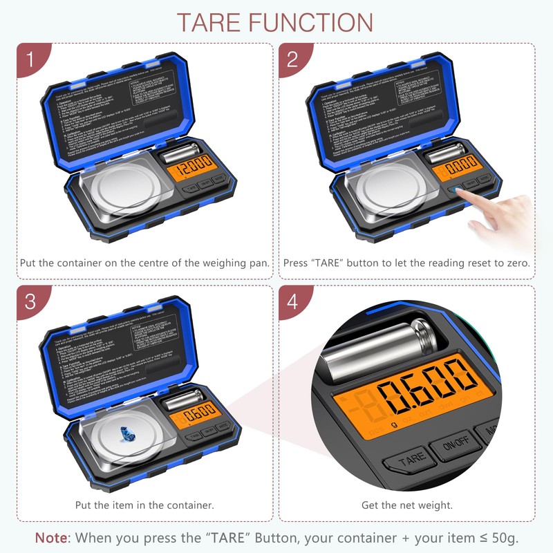 LOFICOPER Digital Pocket Scale, 50 g/0.001 g Precision Scale, Portable