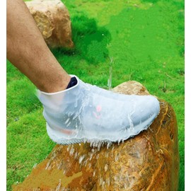 Waterproof Silicone Shoe Covers, Reusable Shoe Covers for Men Women, Non Slip, Rain Covers for Shoes Clear Medium