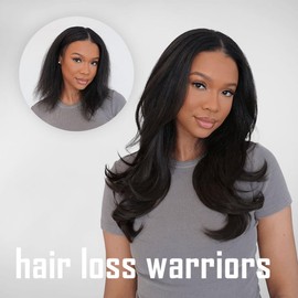 Emistar Long Straight Lace Front Wig 13x6 Layered Synthetic Lace Wig with Baby-hair, Natural Synthetic Hair As Human Hair (#2, 24 Inch)