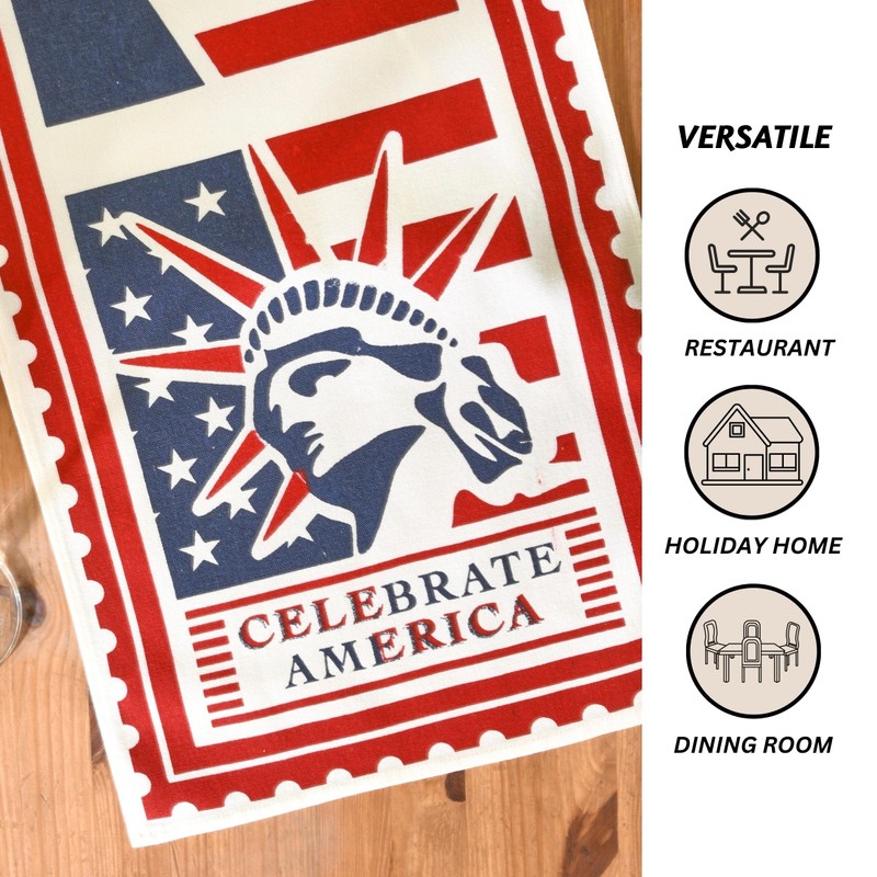 Folkulture Fourth of July Table Runner 90 Inches Long for