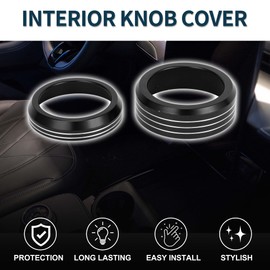 TUCKBOLD Media Volume Gear Shift Control Switch Knob Cover Ring for Ford Mach-E 2021-2024 Sturdy | Interior Decal Trim Black 2 Pcs