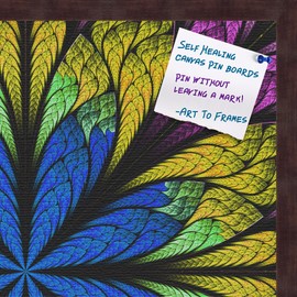PinPix decorative pin cork bulletin board made from self-healing canvas, Fractal Psychedelic Flower printed at 24x24 Inches and framed in Coffee(WOM1343)