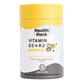 Vitamina D3 + K2 Coconut Oil En Gomitas 180 Gummies(3 Meses) Sabor Piña