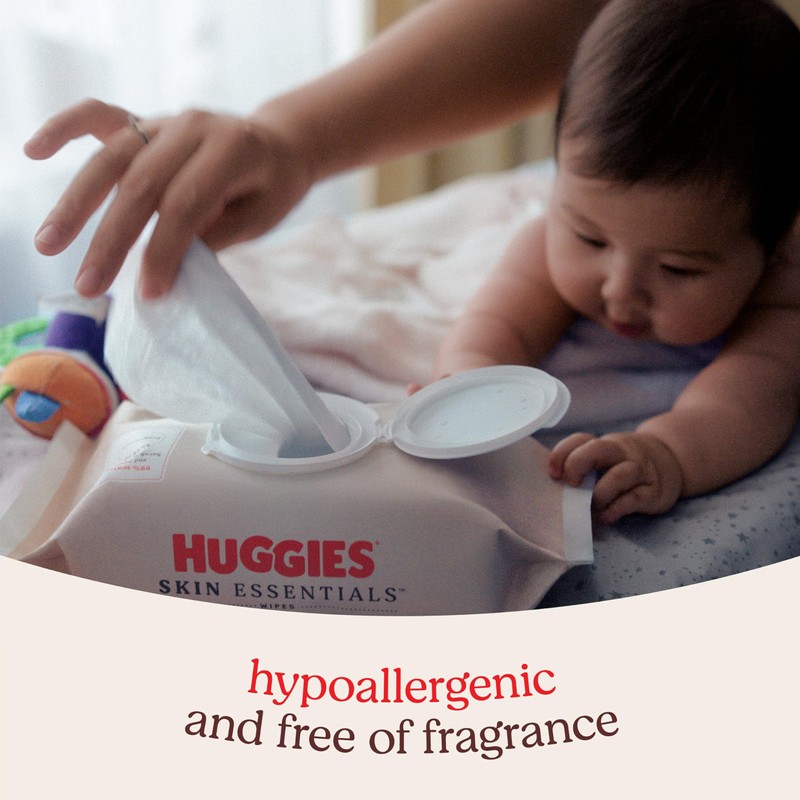Huggies Skin Essentials Baby Wipes, Hypoallergenic, 99% Water, 6 Flip