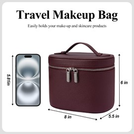 Makeup Bag, Travel Cosmetic Bag with Removable Divider, Portable Make up Case Organizer Bags with Compartments and Handle