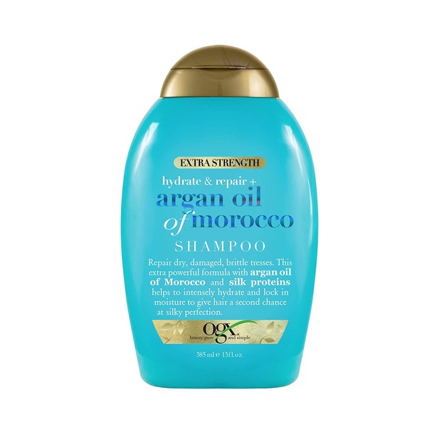 OGX Hydrate and Repair + Argan Oil of Morocco Extra Strength Shampoo, 13 Fluid Ounce Bottle, for Damaged Hair