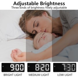 Reloj Despertador Digital, Reloj Despertador con Números LED para Dormir, Smart Alarm Clock, Despertador Iluminado por La Noche, Temperature Alarm Clock, Alarma con Números LED, 1 Despertador