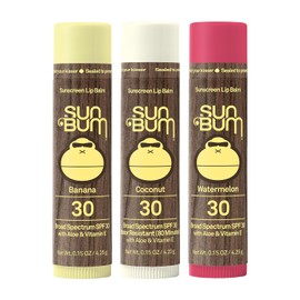 Sun Bum SPF 30 Sunscreen Lip Balm Variety Pack – Coconut, Banana & Watermelon | With Aloe Vera & Vitamin E | Vegan & Cruelty-Free | Broad Spectrum UVA/UVB Protection | 0.15 oz Each (3 Pack)