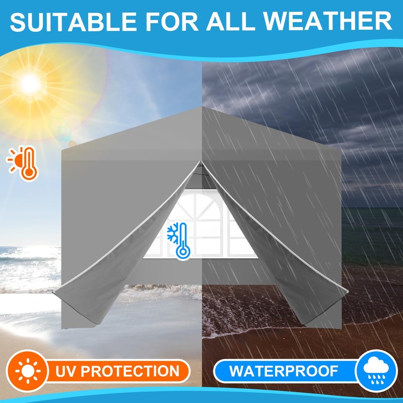 4 Pcs Pop up Canopy Sidewalls for 10x10 Frame, Grey