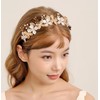 fdsmall Metal Flower Hair Hoop for Women Gold Acrylic Crystal