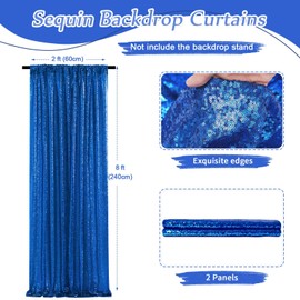 2 Pieces Navy Blue Sequin Backdrop 2ftx8ft Glitter Backdrop Curtains Photography Backgrounds Fabric Backdrop Birthday Party Decoration