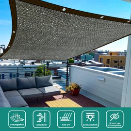 Shade Cloth with Grommets 2 x 2 m, Shade Net Awning 70% Outdoor Black Shade Net Balcony, Awning Shade Net for Patio Canopy/Greenhouse/Chicken Coop