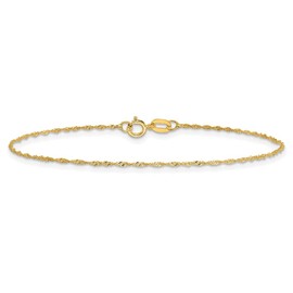 IceCarats 14K Solid Yellow Gold 1mm Singapore Anklet Chain Bracelet 9 inch