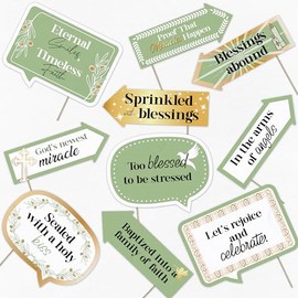 Elegant Cross Baptism Photo Booth Props - Religious Themed Party Decorations - Funny Photography Supplies - Selfie Props with Sticks - 10pcs Multi Color