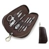 CONTACTS Full Grain Leather Manicre Set Case Travel Nail Clipper