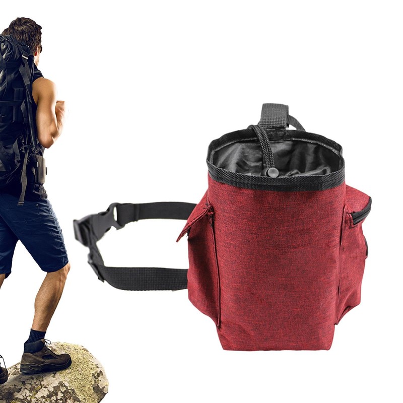 Bouldering Chalk Bag,Chalk Storage Organizer with Zippered Pocket and Adjustable