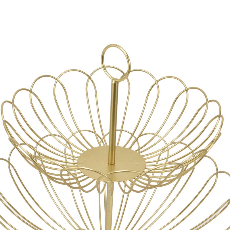 2 Tier Fruit Bowl Modern Nordic Design Geometric Detachable Gold